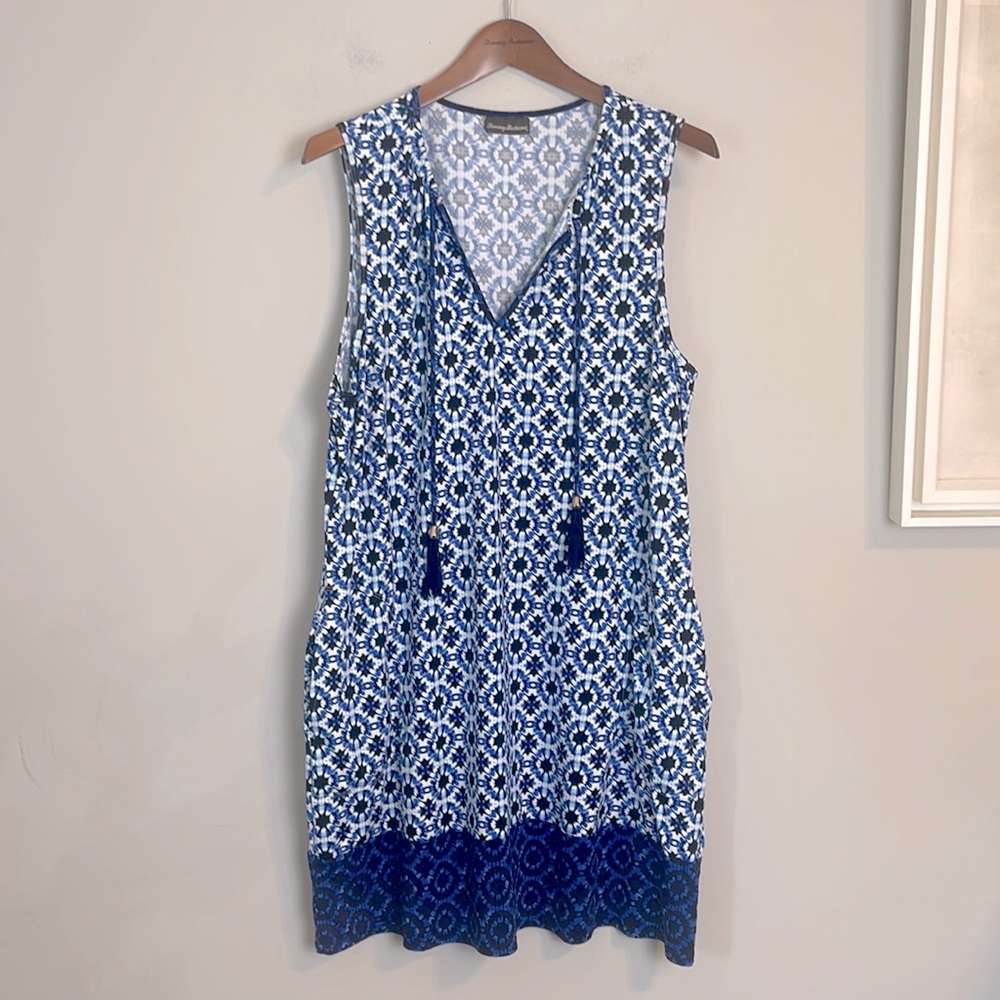 Tommy Bahama Blue and White Patterned Dress